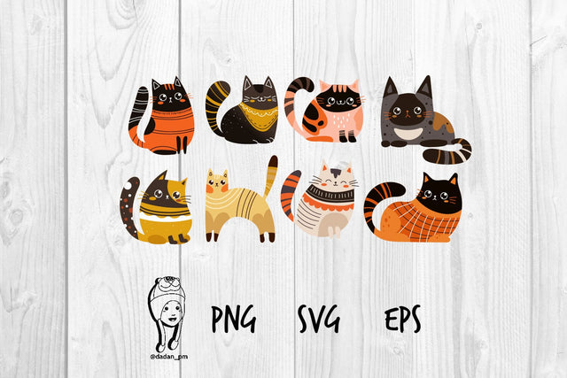 Cute Colorful Cat PNG EPS SVG SVG dadan_pm 