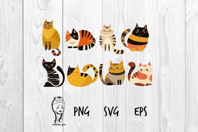 Cute Colorful Cat PNG EPS SVG SVG dadan_pm 