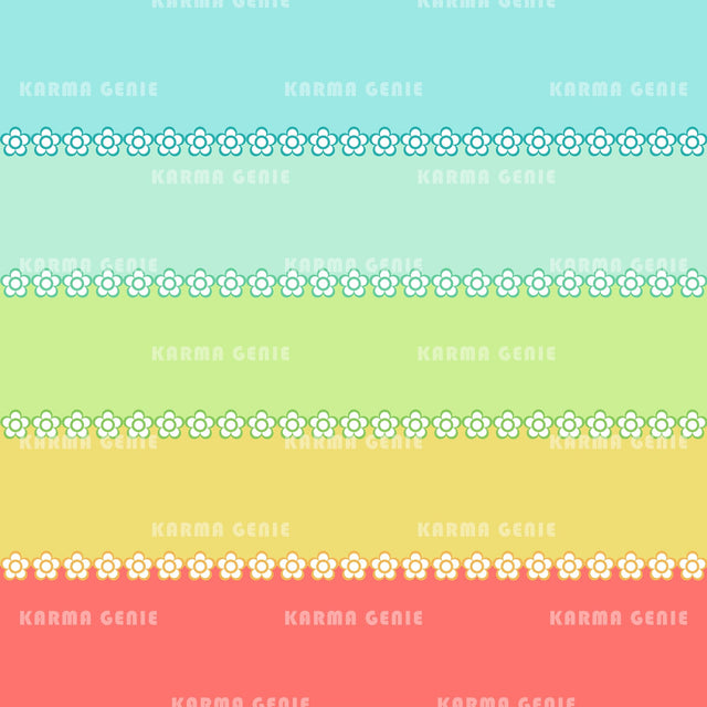Cute Colorful Horizontal Bands And Daisy Flowers Pattern Digital Paper Digital Pattern Karma Genie Graphics 