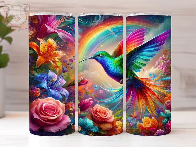 Cute Colorful Hummingbird 20oz Tumbler Png, Straight & Tapered Tumbler Png, Hummingbird Tumbler Png, Digital Download PNG Sublimation Lara' s Designs 