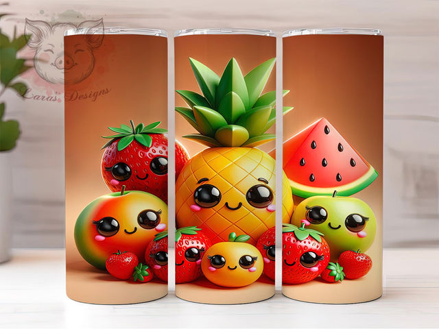 Cute Colorful Summer Fruits Tumbler, Colorful Fruit Wrap, Adorable Summer Cup, Artistic Sublimation Design, Tropical Gift Tumbler, Sweet Fruit Wrap, Fun Fruit Cup Sublimation Lara' s Designs 
