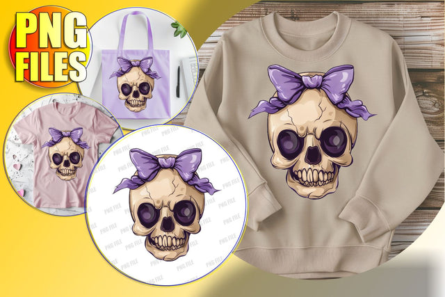 Cute Coquette Bow Skull Clipart - Autumn Sublimation PNG Sublimation afrosvg 