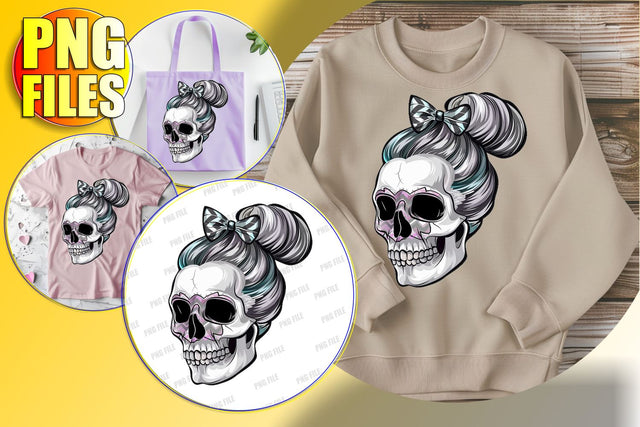 Cute Coquette Bow Skull for Sublimation - Halloween Design Sublimation afrosvg 