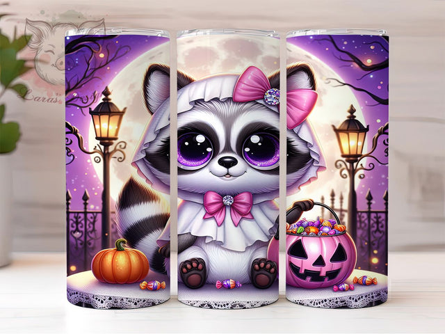 Cute Coquette Raccoon Halloween Tumbler, Coquette Halloween Cup, 20Oz Skinny Tumbler, Spooky Cute Sublimation, Girly Halloween Drinkware, Funny Raccoon Gift Idea, Digital Halloween Raccoon Sublimation Lara' s Designs 