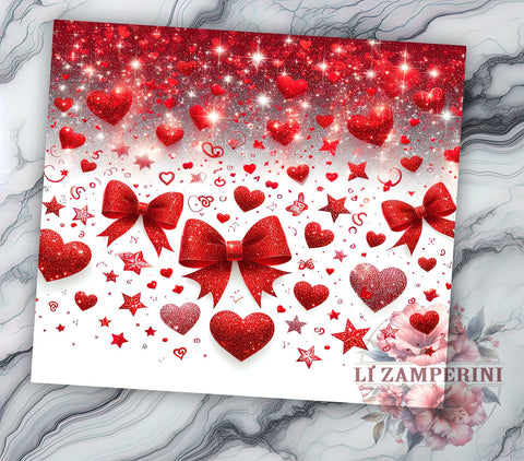 Cute Coquette Valentine Heart 20oz Tumbler, 20oz Heart Tumbler, Sublimation Wrap Gift, Cute Coquette Tumbler, Valentine’s Day Gift, Heart Pattern Sublimation Sublimation Li Zamperini 