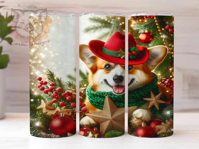 Cute Corgi Christmas Tumbler, Pembroke Welsh Wrap, Festive Dog Sublimation Design, Cute Holiday Pup Cup, 20Oz Skinny Tumbler Wrap, Christmas Pet Mug, Adorable Corgi Design Sublimation Lara' s Designs 