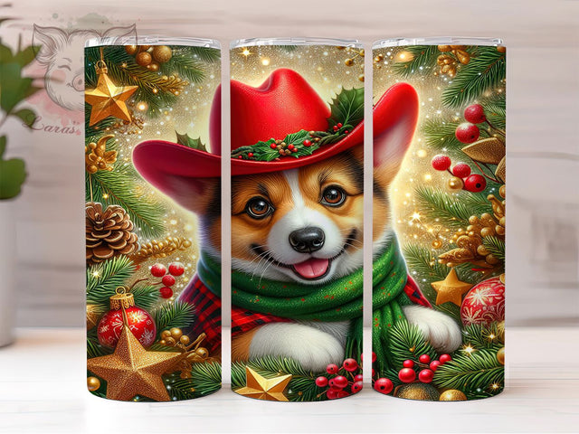 Cute Corgi Christmas Tumbler, Pembroke Welsh Wrap, Festive Dog Sublimation Design, Cute Holiday Pup Cup, 20Oz Skinny Tumbler Wrap, Christmas Pet Mug, Adorable Corgi Design Sublimation Lara' s Designs 