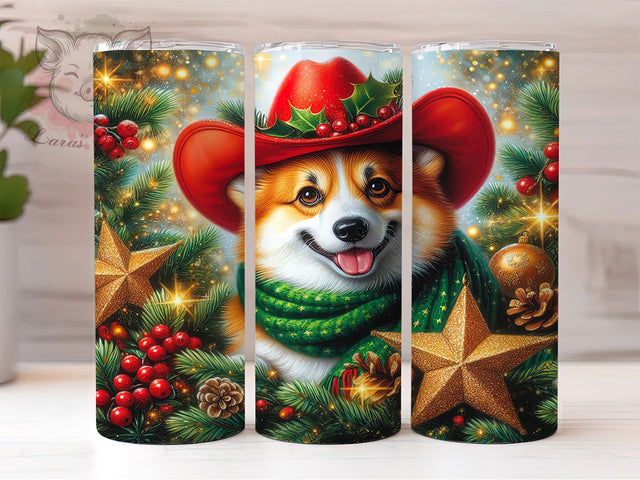 Cute Corgi Christmas Tumbler, Pembroke Welsh Wrap, Festive Dog Sublimation Design, Cute Holiday Pup Cup, 20Oz Skinny Tumbler Wrap, Christmas Pet Mug, Adorable Corgi Design Sublimation Lara' s Designs 