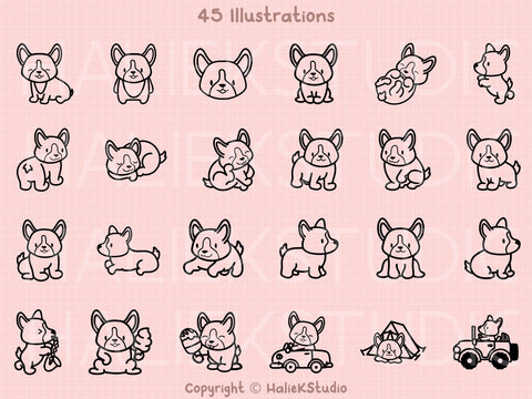 Cute Corgi Dog SVG Design Set SVG HalieKStudio 