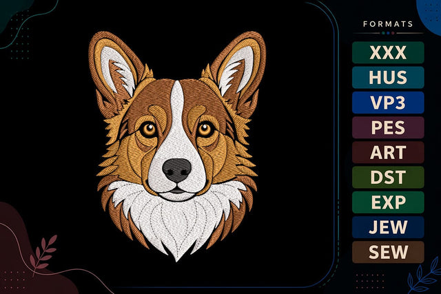 Cute Corgi Head Animals Embroidery Design Embroidery/Applique DESIGNS sg embroidery 