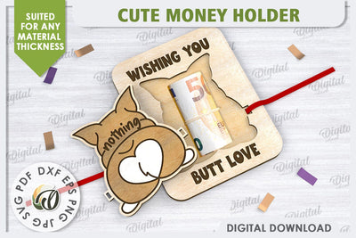 Cute Corgi Money Holder Laser Cut. Money Gift Holder SVG SVG Evgenyia Guschina 