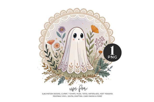 Cute Cottagecore Ghost PNG Sublimation BijouBay 