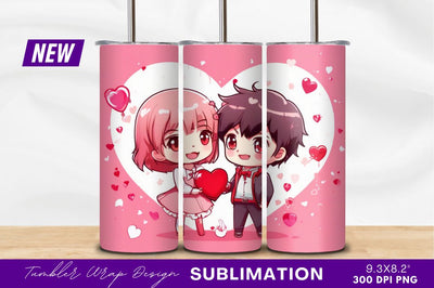 Cute Couple Anime Style Valentines Day Sublimation Regulrcrative 