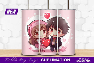 Cute couple valentines day chibi illustration Sublimation Regulrcrative 