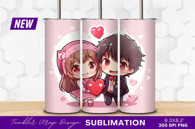 Cute couple valentines day chibi illustration Sublimation Regulrcrative 