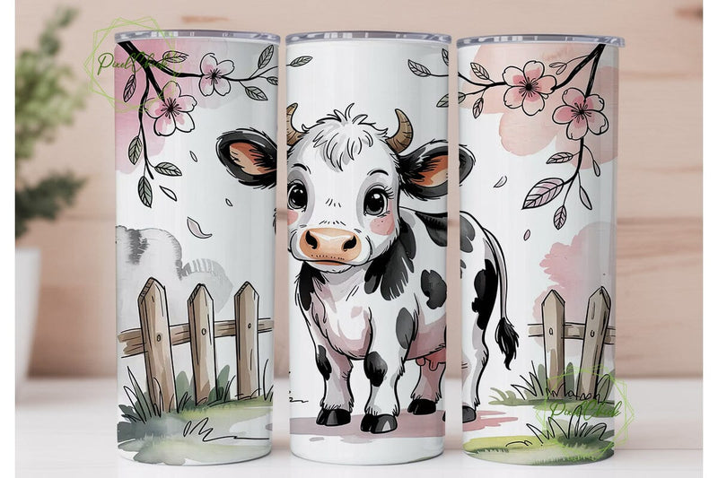 Cute Cow 20oz Tumbler Design Sublimation PixelChick 