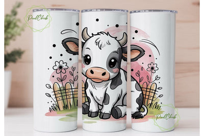 Cute Cow 20oz Tumbler Design Sublimation PixelChick 