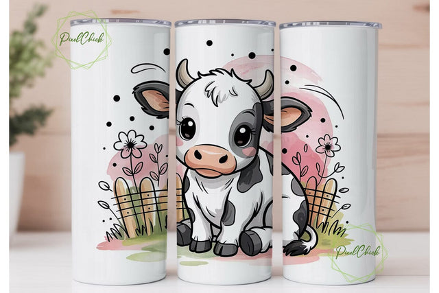 Cute Cow 20oz Tumbler Design Sublimation PixelChick 