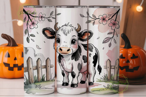 Cute Cow 20oz Tumbler Design Sublimation PixelChick 