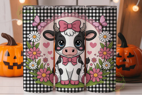 Cute Cow 20oz Tumbler Wrap Sublimation PixelChick 