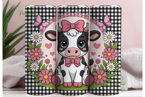 Cute Cow 20oz Tumbler Wrap Sublimation PixelChick 