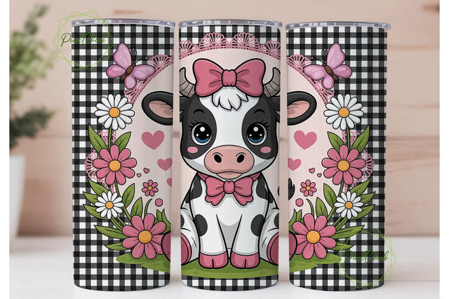 Cute Cow 20oz Tumbler Wrap Sublimation PixelChick 