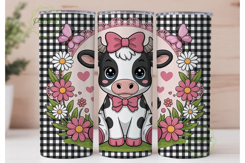 Cute Cow 20oz Tumbler Wrap Sublimation PixelChick 