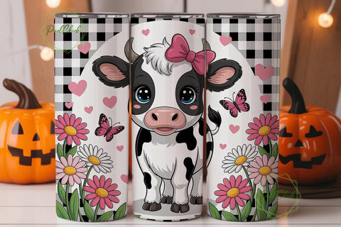Cute Cow 20oz Tumbler Wrap Sublimation PixelChick 