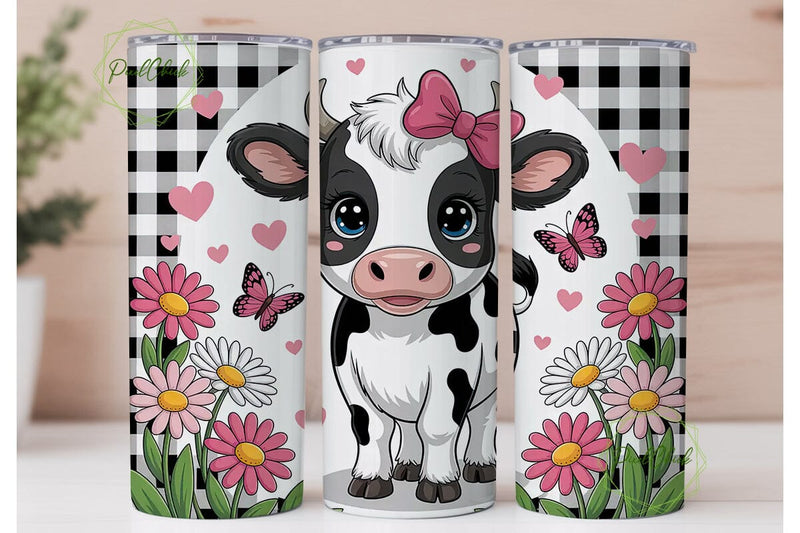 Cute Cow 20oz Tumbler Wrap Sublimation PixelChick 