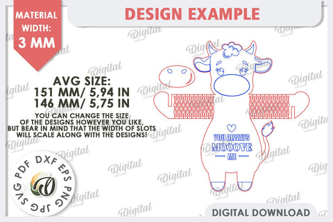 Cute Cow Candy Holder Laser Cut. Valentines Gift SVG SVG Evgenyia Guschina 