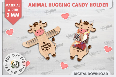 Cute Cow Candy Holder Laser Cut. Valentines Gift SVG SVG Evgenyia Guschina 