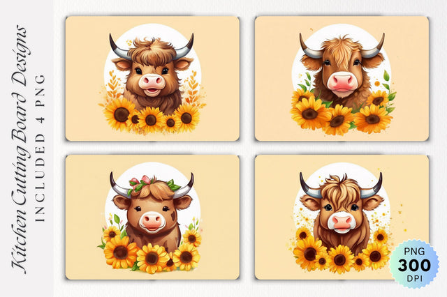 Cute Cow Cutting Board PNG Design Sublimation Regulrcrative 