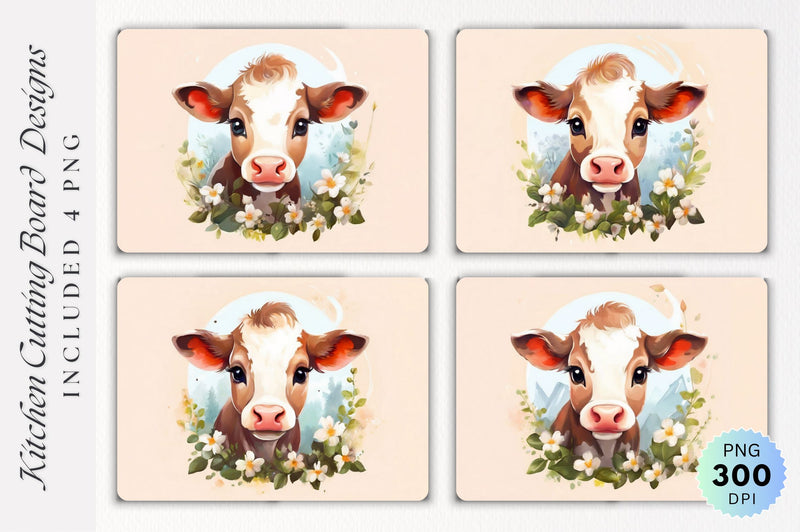 Cute Cow Cutting Board PNG Design Sublimation Regulrcrative 