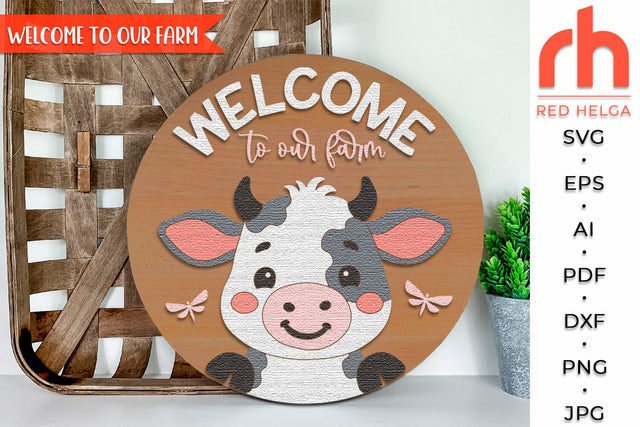 Cute Cow Door Sign SVG, Farm Hanger Cut File, Farmhouse DXF SVG RedHelgaArt 