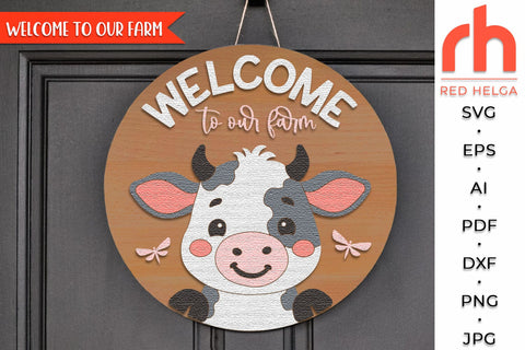 Cute Cow Door Sign SVG, Farm Hanger Cut File, Farmhouse DXF SVG RedHelgaArt 