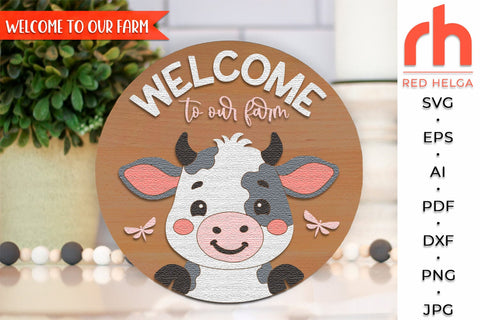 Cute Cow Door Sign SVG, Farm Hanger Cut File, Farmhouse DXF SVG RedHelgaArt 