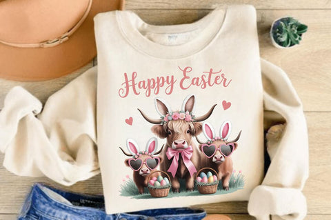 Cute Cow Easter PNG Retro Easter Sublimation Design Sublimation Regulrcrative 