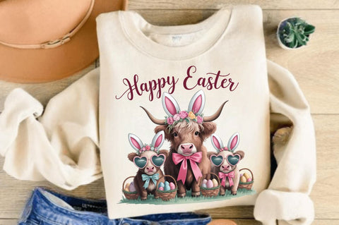 Cute Cow Easter PNG Retro Easter Sublimation Design Sublimation Regulrcrative 