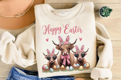 Cute Cow Easter PNG Retro Easter Sublimation Design Sublimation Regulrcrative 
