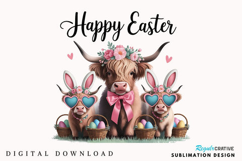 Cute Cow Easter PNG Retro Easter Sublimation Design Sublimation Regulrcrative 