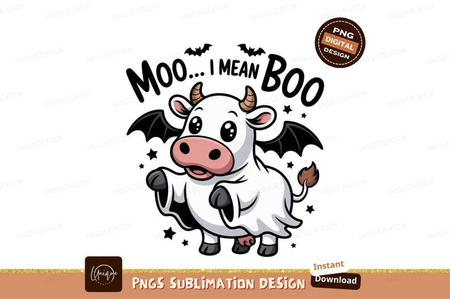 Cute cow ghost costume wings halloween Sublimation Designangry 