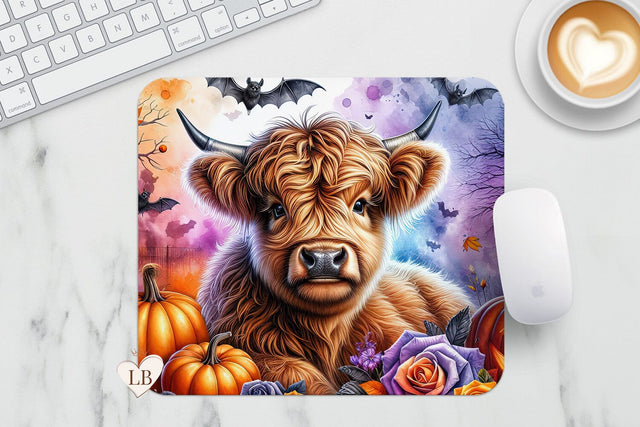 Cute Cow Mouse Pad - Halloween Mousepad PNG Sublimation BijouBay 