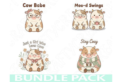 Cute Cow Png Bundle, Cow Sublimation Designs, Cozy Cow Png Set, Farm Cow Clipart, Funny Cow Quotes Png, Cow Lover Bundle, Moo-d Swings Png SVG TiffsCraftyCreations 