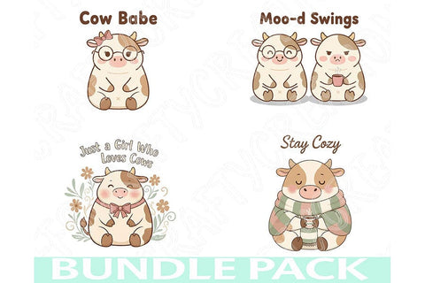 Cute Cow Png Bundle, Cow Sublimation Designs, Cozy Cow Png Set, Farm Cow Clipart, Funny Cow Quotes Png, Cow Lover Bundle, Moo-d Swings Png SVG TiffsCraftyCreations 