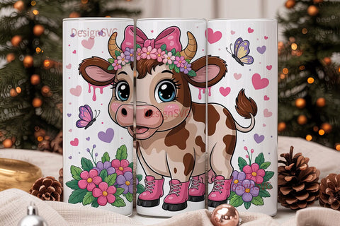 Cute Cow Tumbler Wrap PNG Sublimation DesignSVG 