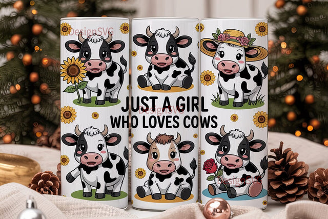 Cute Cow Tumbler Wrap PNG Sublimation DesignSVG 