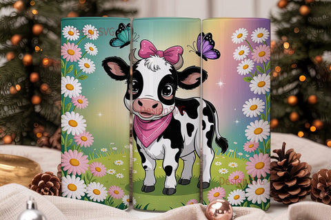 Cute Cow Tumbler Wrap PNG Sublimation DesignSVG 