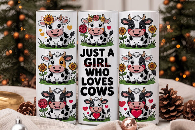 Cute Cow Tumbler Wrap PNG Sublimation DesignSVG 