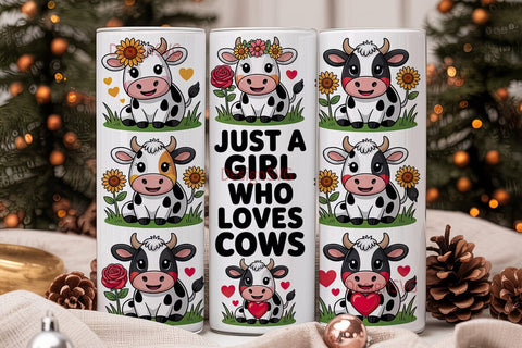 Cute Cow Tumbler Wrap PNG Sublimation DesignSVG 