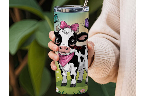 Cute Cow Tumbler Wrap PNG Sublimation DesignSVG 